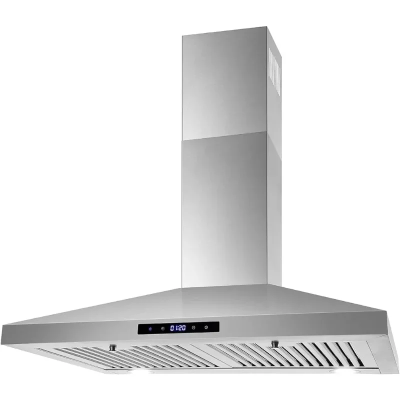 HAOYUNMA Range Hood 30 inches,Stainless Steel Wall Mount Range Hood,Vent Hood 30 inch w/Control,Ducted/Ductless Convertible