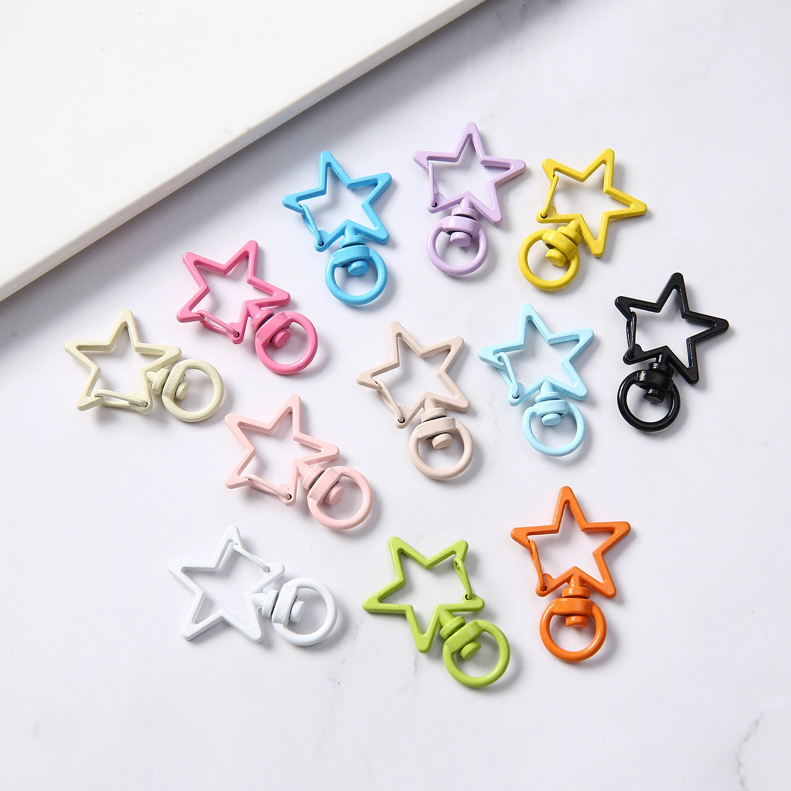 10/50/100 pcs Metal Lobster Claw Clasps keyring Five-pointed Star DIY Jewelry Making Keychain Supplies