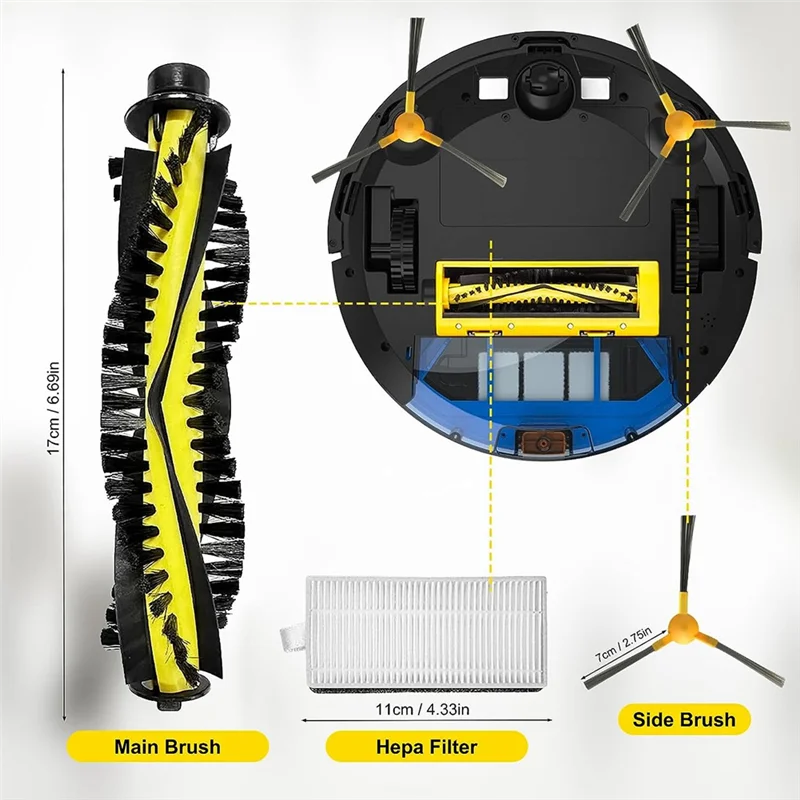 Per Tesvor X500 X500 Pro M1 M2 Kit di accessori per Neatsvor X500 Robot Aspirapolvere Parti di ricambio Spazzola a rullo Filtri_ABGP