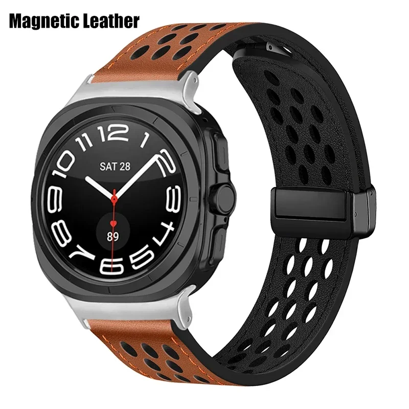 Magnetic Leather Strap For Samsung Galaxy Watch Ultra 47mm Wristband Sport Bracelet Correa Band Watchband