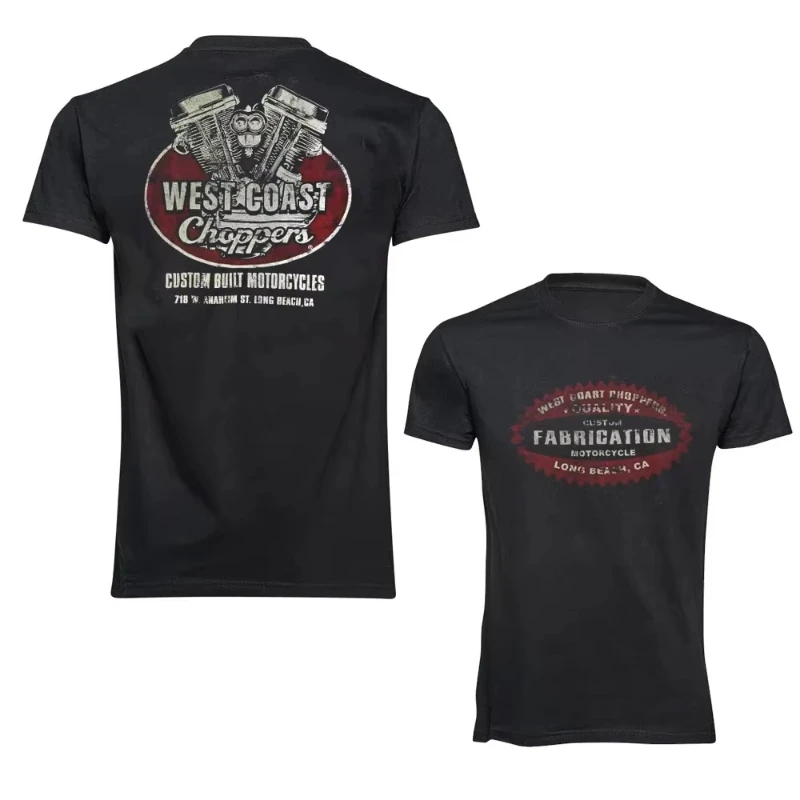 T-shirt Homme Oversize Décontracté Style Motard Urbain à Manches Courtes en Coton de Haute Qualité avec Imprimé Graphique Rétro West Coast Choppers 2026