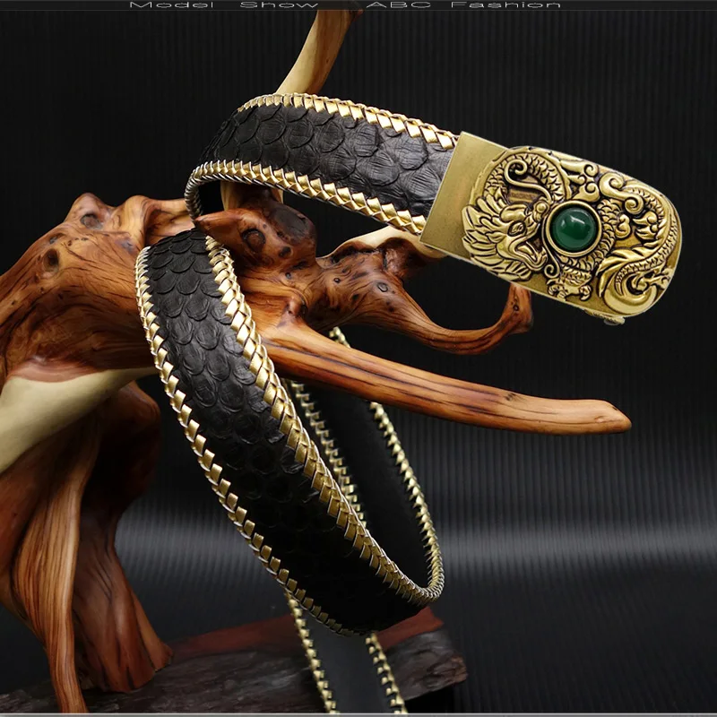 Handmade High Quality Leather Belt Men's Fashion Jade Personalized Business High-End
