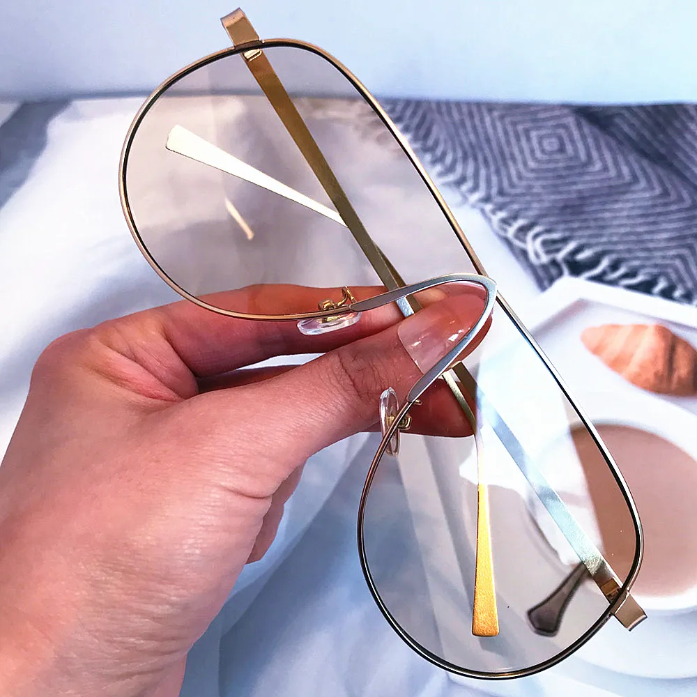 Vintage Übergroße Farbverlauf-Sonnenbrille aus Legierung für Damen Neue Modische Rosa Elegante Sonnenbrillen Retro Sexy Shades Outdoor UV400 – Detail 6