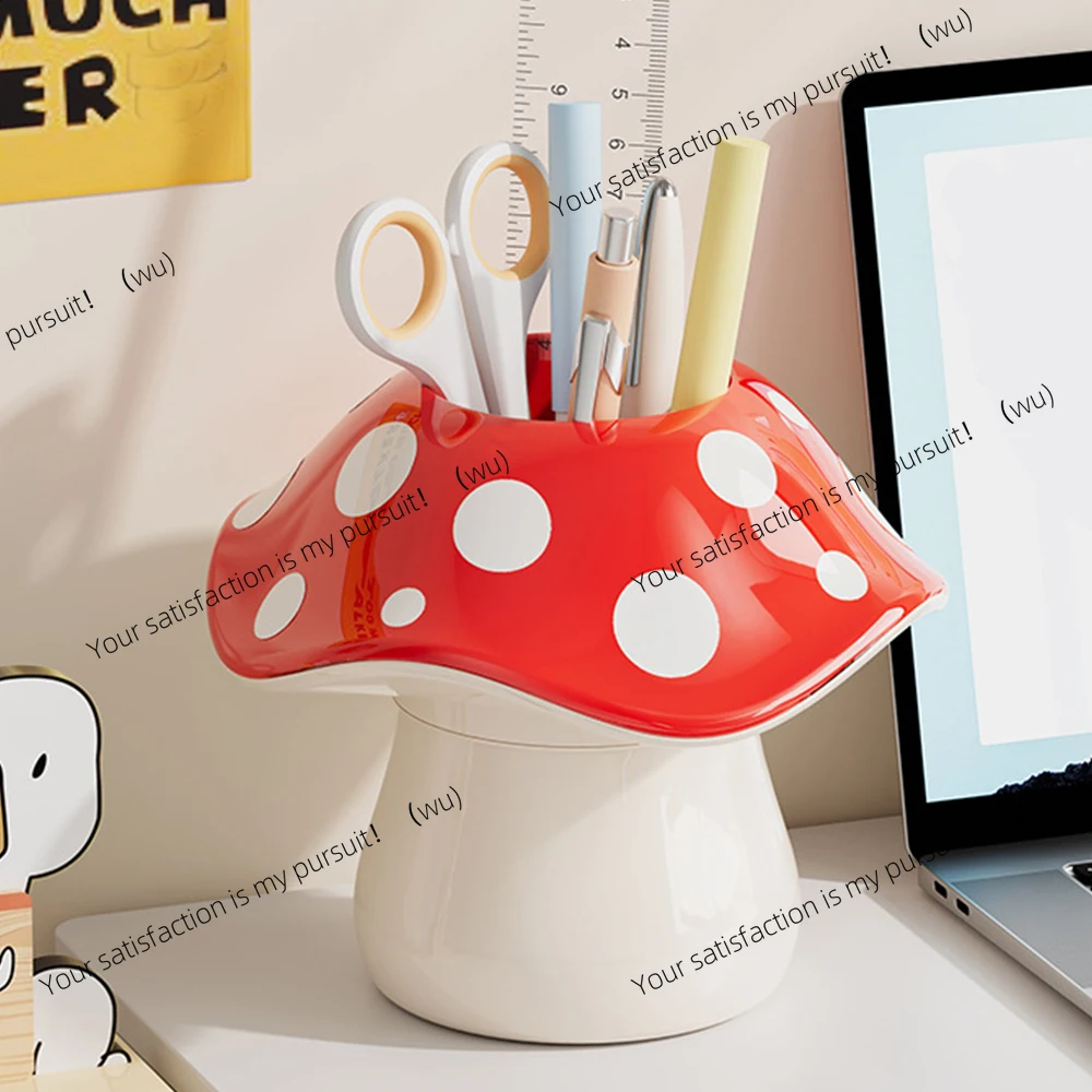 ​Mushroom Shape Storage Box - Multifunctional Desktop Organizer for Stationery Pen Holder, Makeup Brushes, Office Desk Decor