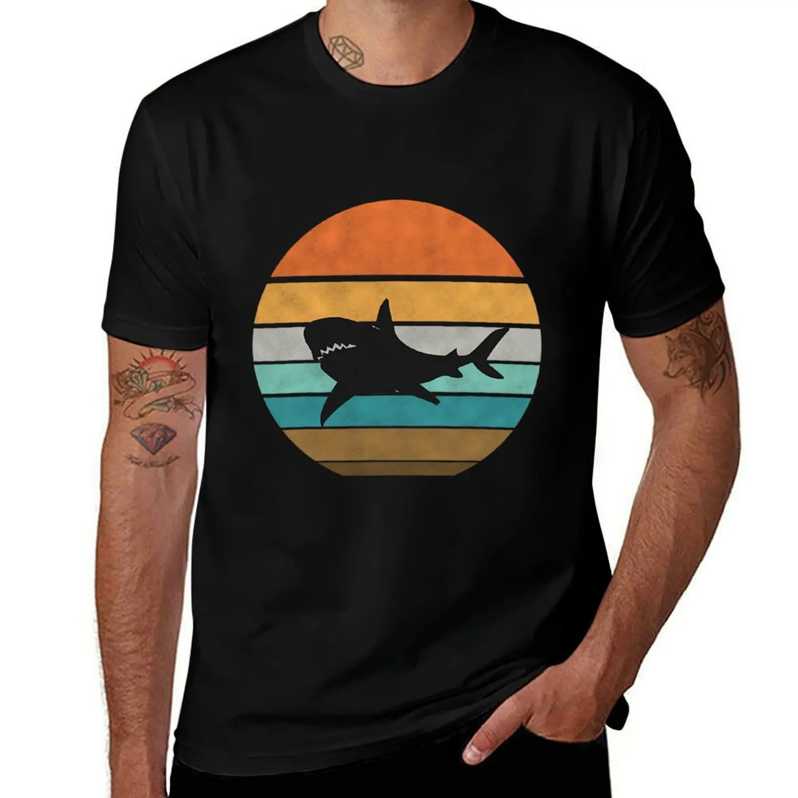 

Vintage Retro Shark Silhouette Funny T-Shirt cute clothes sublime oversized graphic tee mens plain t shirts