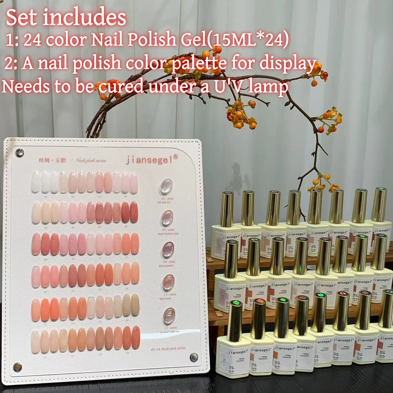 24 Color Silk Jade Nail Gel Set for Beauty Salons, Spring Gentle Glow Nails, Versatile Match Any Skin Tone, Includes Color Chart
