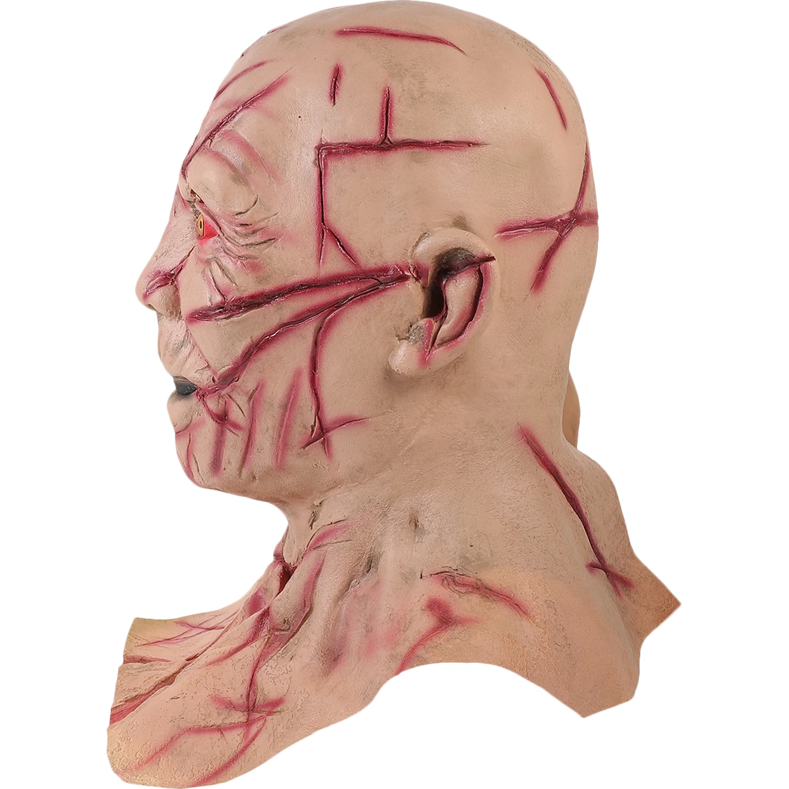 

3D Human Face Head Cover Halloween Mask Scary Realistic Bloody Horror Cosplay Adult Masquerade Costume Ghost Decor Prop
