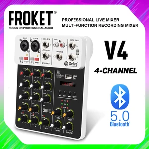Froner-Bluetooth Audio Mixer for Mixture Console, DJ Controller, Phantom Power, Low Lower Noise, PC Recording, 5.0, 48V, V4 12 Main DJ Controller Sales - №7