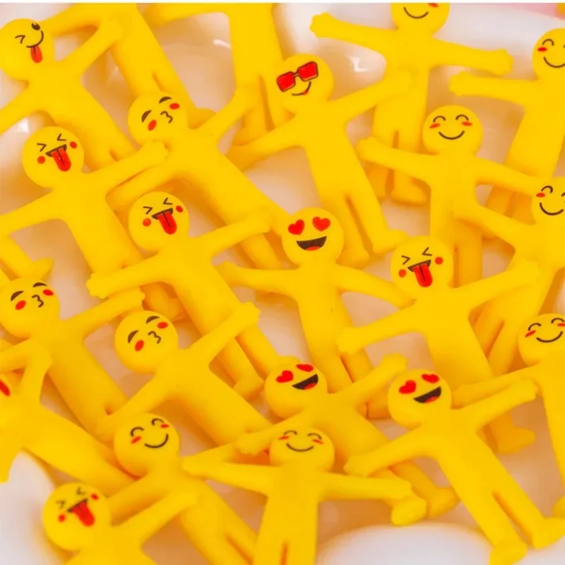 15Pcs Stretchable Yellow Minifigure Stress Relief Toys Kids Party Rewards Birthday Gifts Carnival Party Favors Giveaway