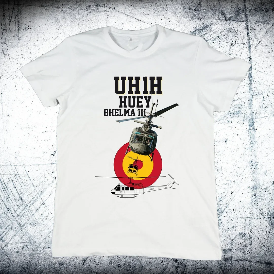 

Испанская мужская футболка UH1H Huey BHELMA III с коротким рукавом, повседневная летняя мужская футболка из 100% хлопка с круглым вырезом