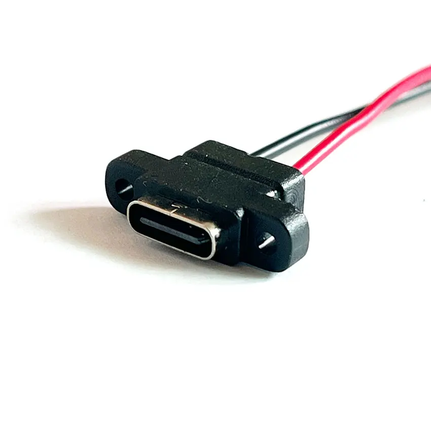 1PCS USB 3.1 Connector Type-C 2Pin SMD SMT Welding Wire Female Waterproof Socket Fast Charging Port
