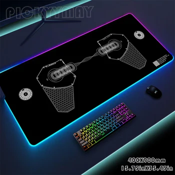 Siyah RGB oyun Mousepad büyük beyaz LED oyun masa pedi adet sümen aydınlık Mouse Pad büyük klavye paspaslar masa halı ile arkadan aydınlatmalı