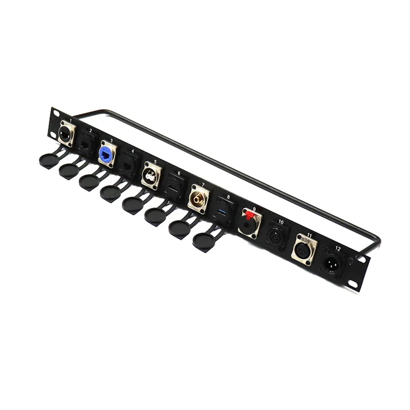 1U 19 "Kast Rack Mount 2U Jumper Rack D-Type Connector 8 12 16 24 Poort/Manier/Gat Xlr Patch Panel Voor Video Audio 6.35 B