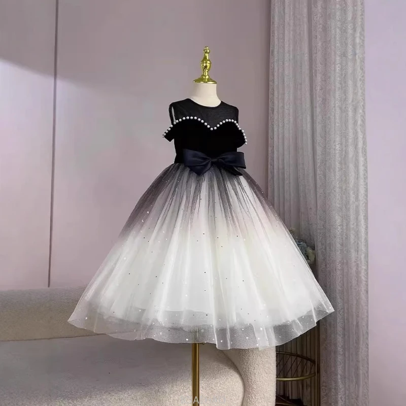 2025 Girls Fashion Birthday Party Dress Flower Girl Wedding Tutu Gown Pageant Outfit Elegant Ball Gown Children Summer Clothes