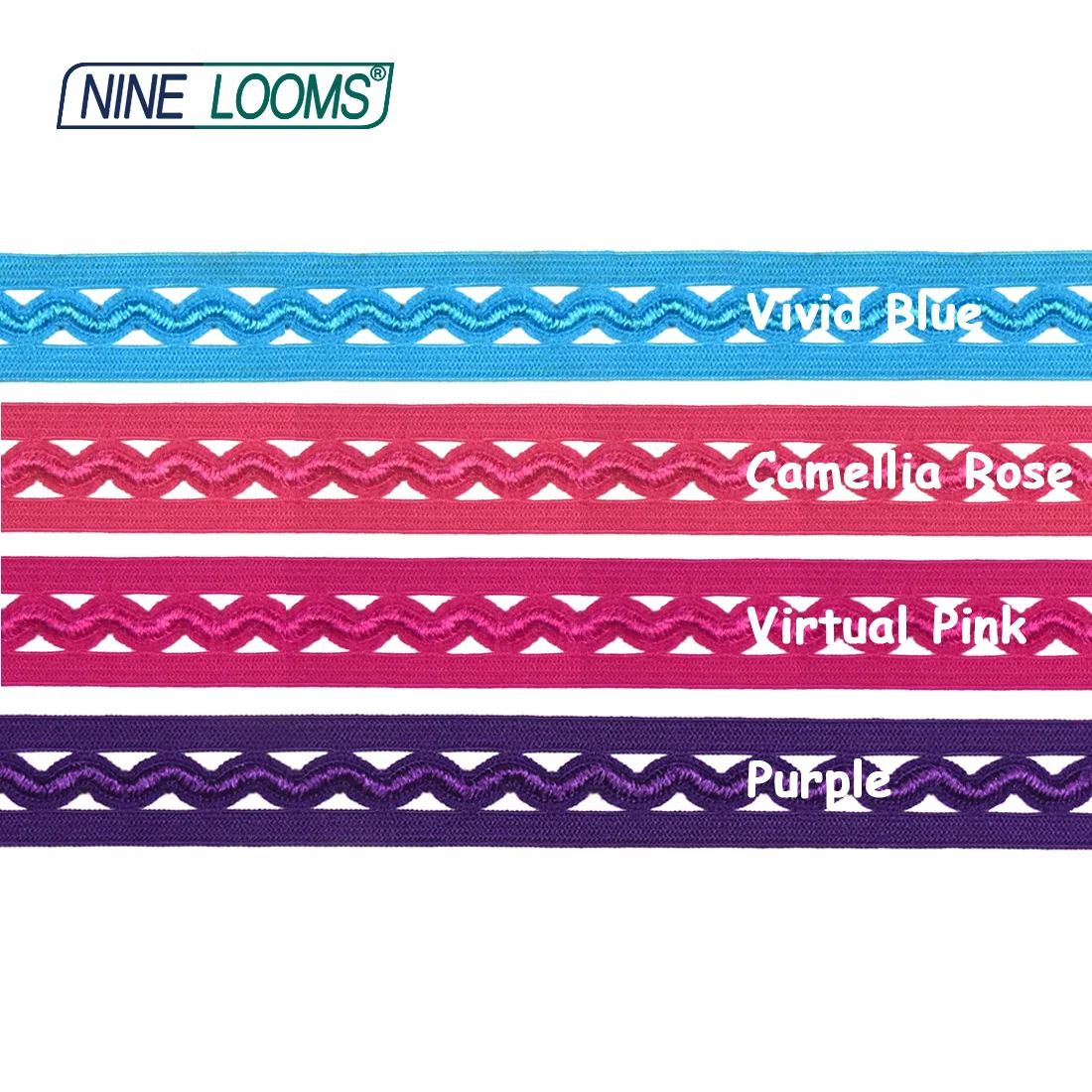 NINE LOOMS Decorative Lace Trim Elastic 5/8\