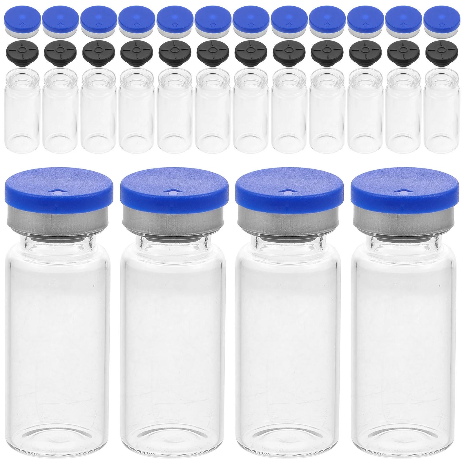 20 Pcs Freeze-dried Powder Bottle Sample Bottles Vial with Glass Clear Empty Science Vials Experiment