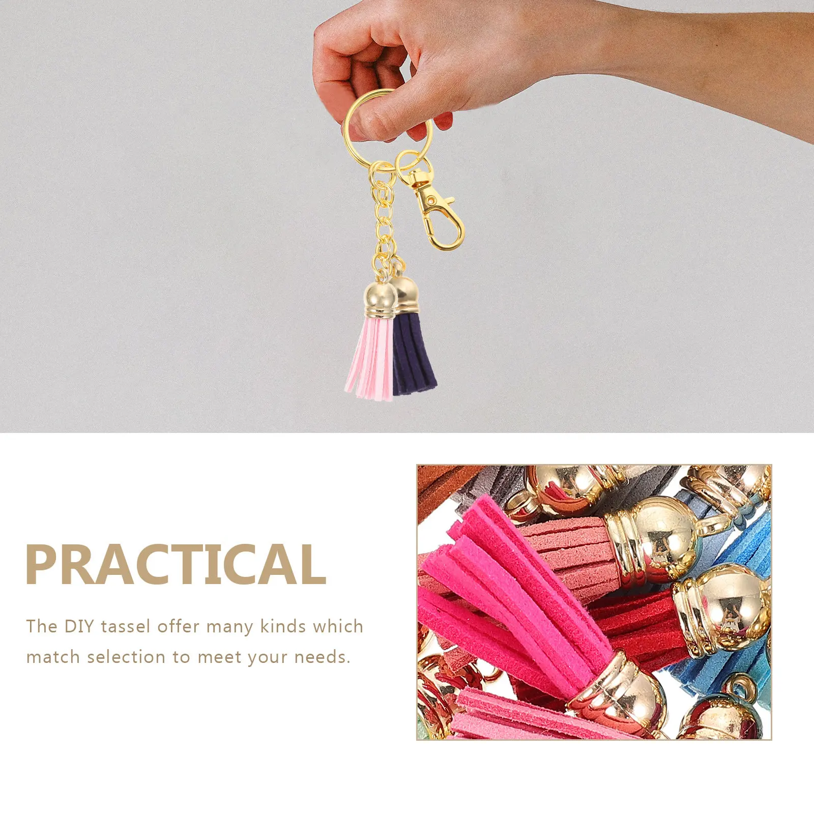 1Set Tassel Keychain DIY Material Kit with Lobster Clasp Ring Premium Craft Supplies for Personalized Key Charms