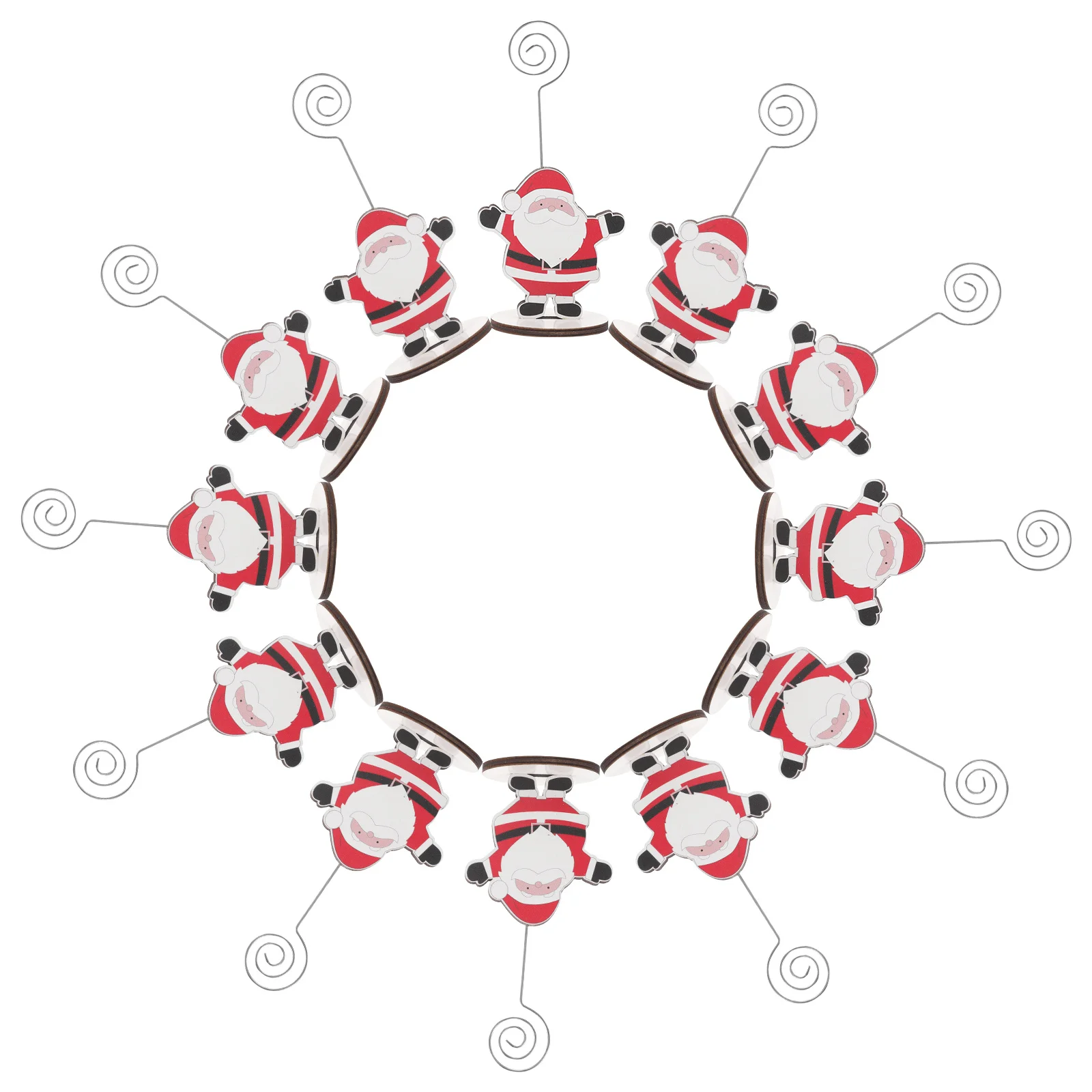 12Pcs Xmas Party Photo Clip Christmas Holder Santa Pattern Message Folder Desktop Note Clip Home Office Ornament