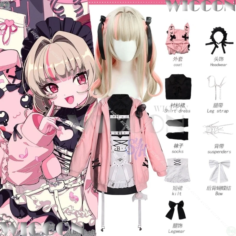 

Makaino Ririmu Vtuber Youtuber Косплей く их Artes Nijisanji Clothes Jirai Kei Girls Pink Rabbit Coat Dress Halloween Comic Con Outfit