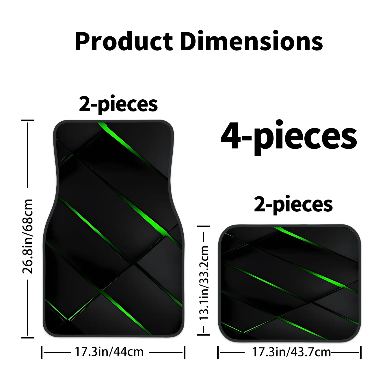 4pcs Set High-End Black And Green Line Pattern Car Floor Mats | Easy To Clean, Decorative And Protective Additions For Driving P