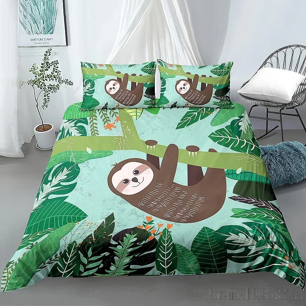 

Decor Cartoon Sloth Printed Love Child Duvet Cover Set HD Comforter Cover for Kids Bedding Sets Bedclothes Bedroom Decor