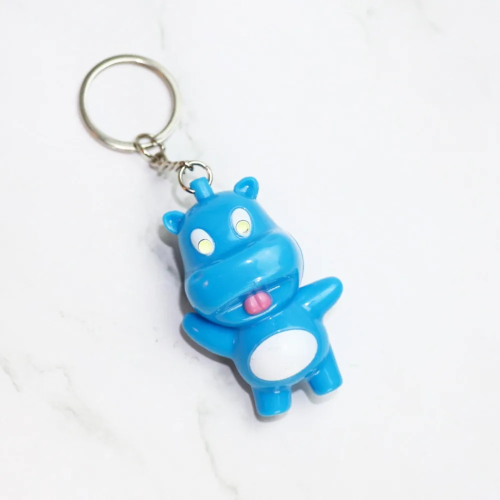 Keychain Mini Moo Deng Key Ring Luminiferous Anti-loss Bouncing Pig Mu Dang Doll Plastic Thai Style Dwarf Hippo Pendant Friends