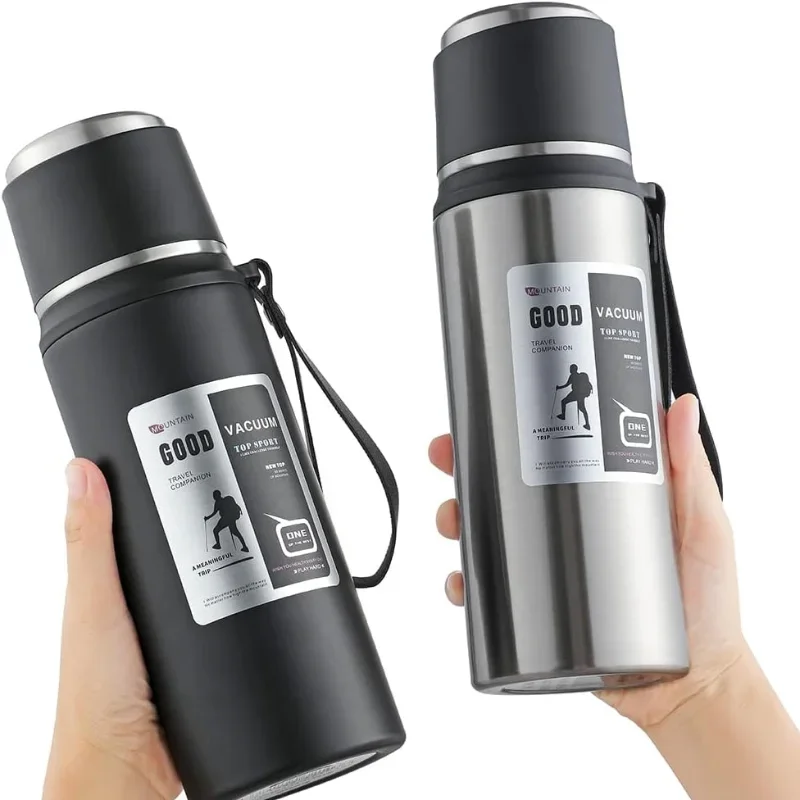 High Quality Stainless Steel Water Bottle with Lid Portable Car Large Capacity Kettle Outdoor Travel Leakproof Thermos