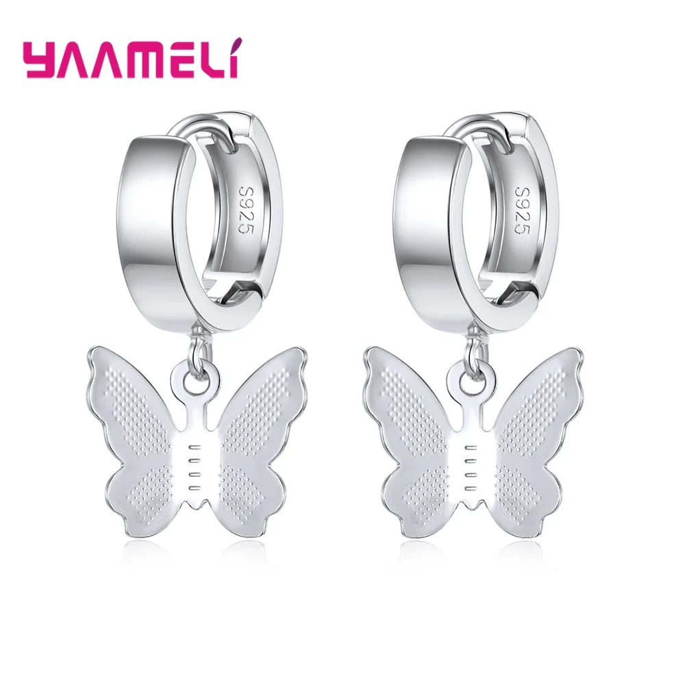 

Cheap Sale 925 Sterling Silver Jewelry for Women Girls Simple Metal Butterfly Geometric Shaped Pendant Earrings Pendientes