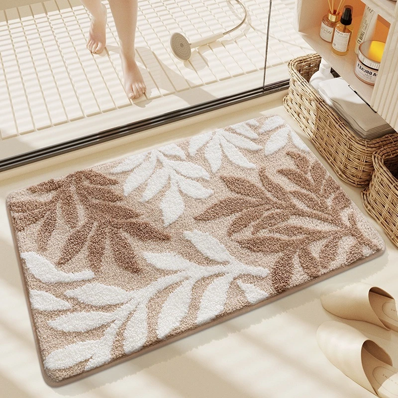 

Fresh Floral Home Flocking Anti-Slip Mat Bathroom Floor Rug Strong Absorbency Quick Dry Foot Pad Carpet