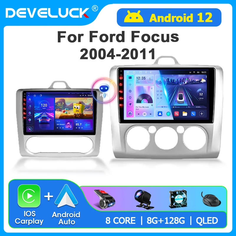 

Develuck 2 Din Android 12 Car Radio For Ford Focus 2 2004-2011 Multimedia Video Player GPS Navigation RDS Carplay Screen Stereo