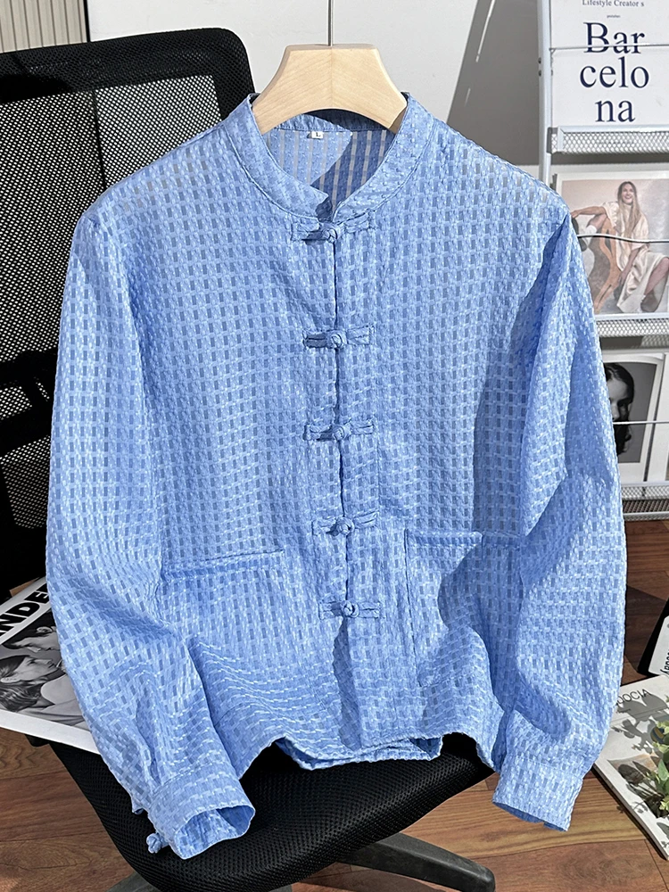 

Men's Summer Thin Sun Protection Clothing Tang Suit Modified Couple's Wear Button up Home Jaet Trendy M Outerwear