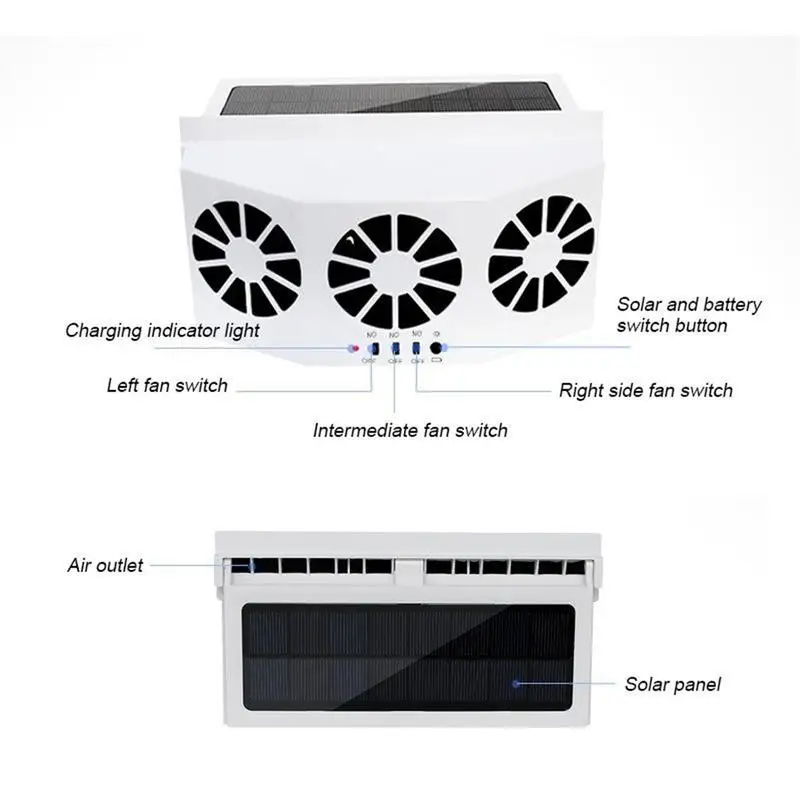 Car Fan Solar Window Sun Powered Car Auto Air Vent Cool Cooling System Radiator Fan Cooling Fan  Auto Electrico