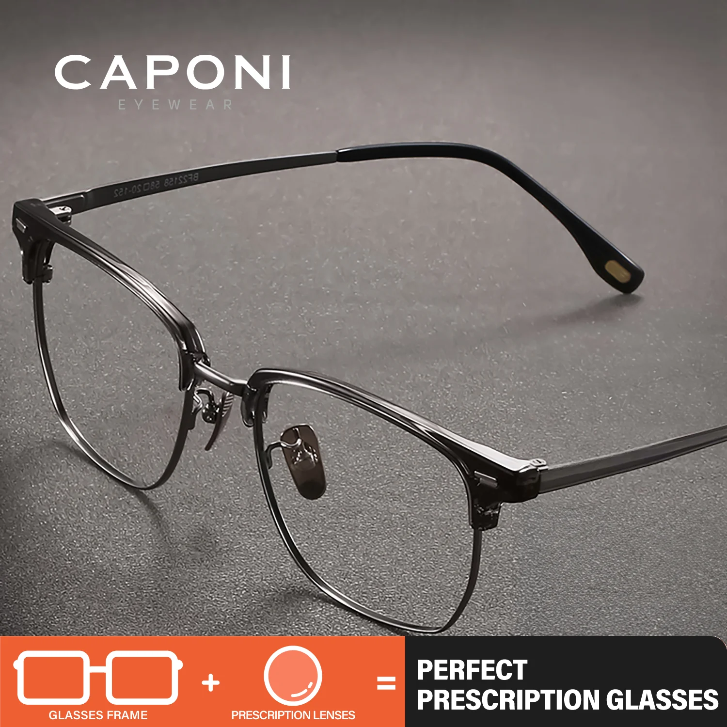 CAPONI Prescription Man Glasses Night Vision Polarized Titanium Computer Myopia Anti Blue Ray Photochromic Eyeglasses PJ22158
