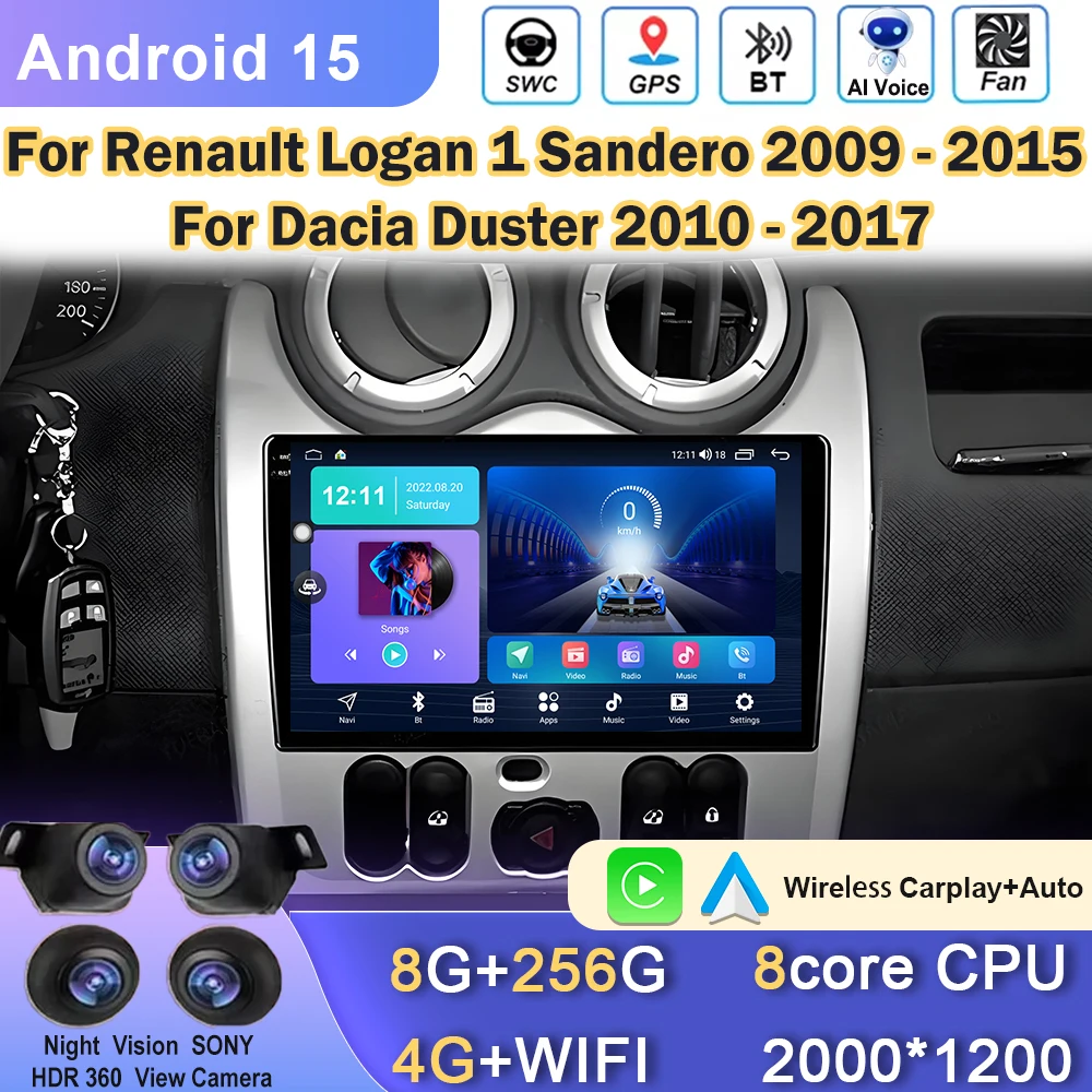 

Car Radio Android Navigation For Renault Logan 1 Sandero 2009 - 2015 For Dacia Duster 2010 - 2017 Multimedia Video Player 2Din
