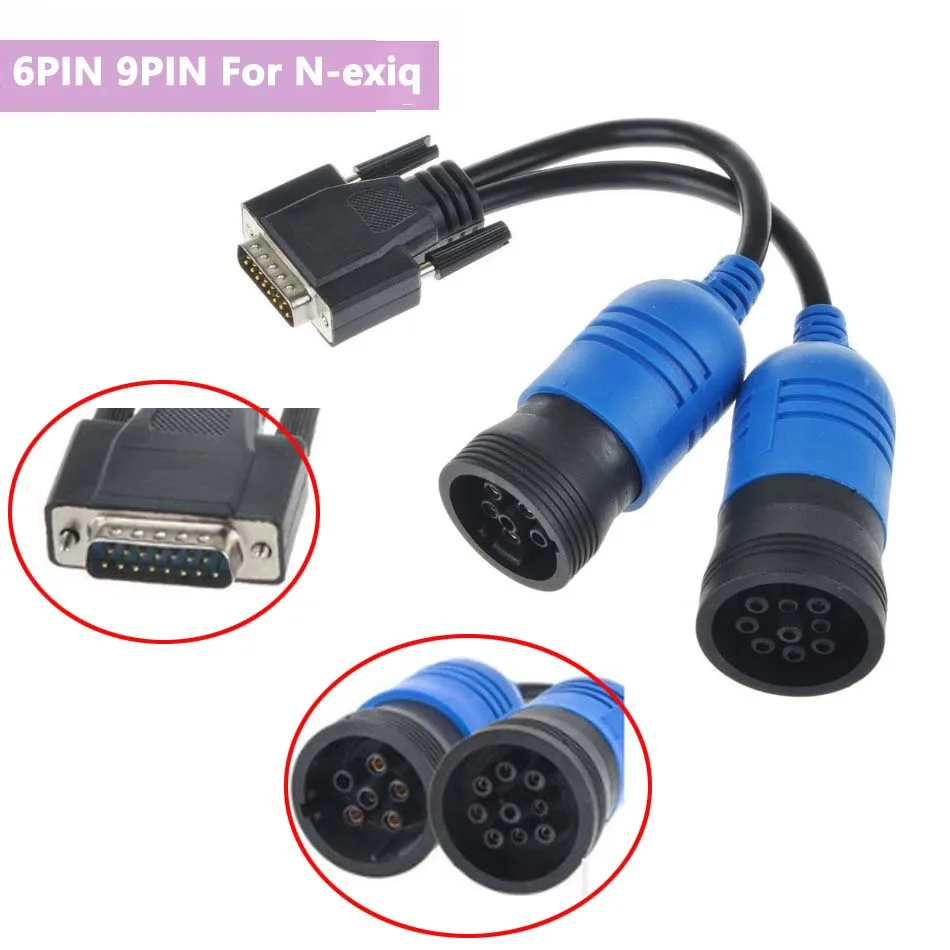 DB15 To J1939 J1708 Pn 405048 6-Pin 9-Pin Y Cable For Cummins Deutsch Adapter For Nexiq Truck Obd Male DB 15Pin Plug Connector