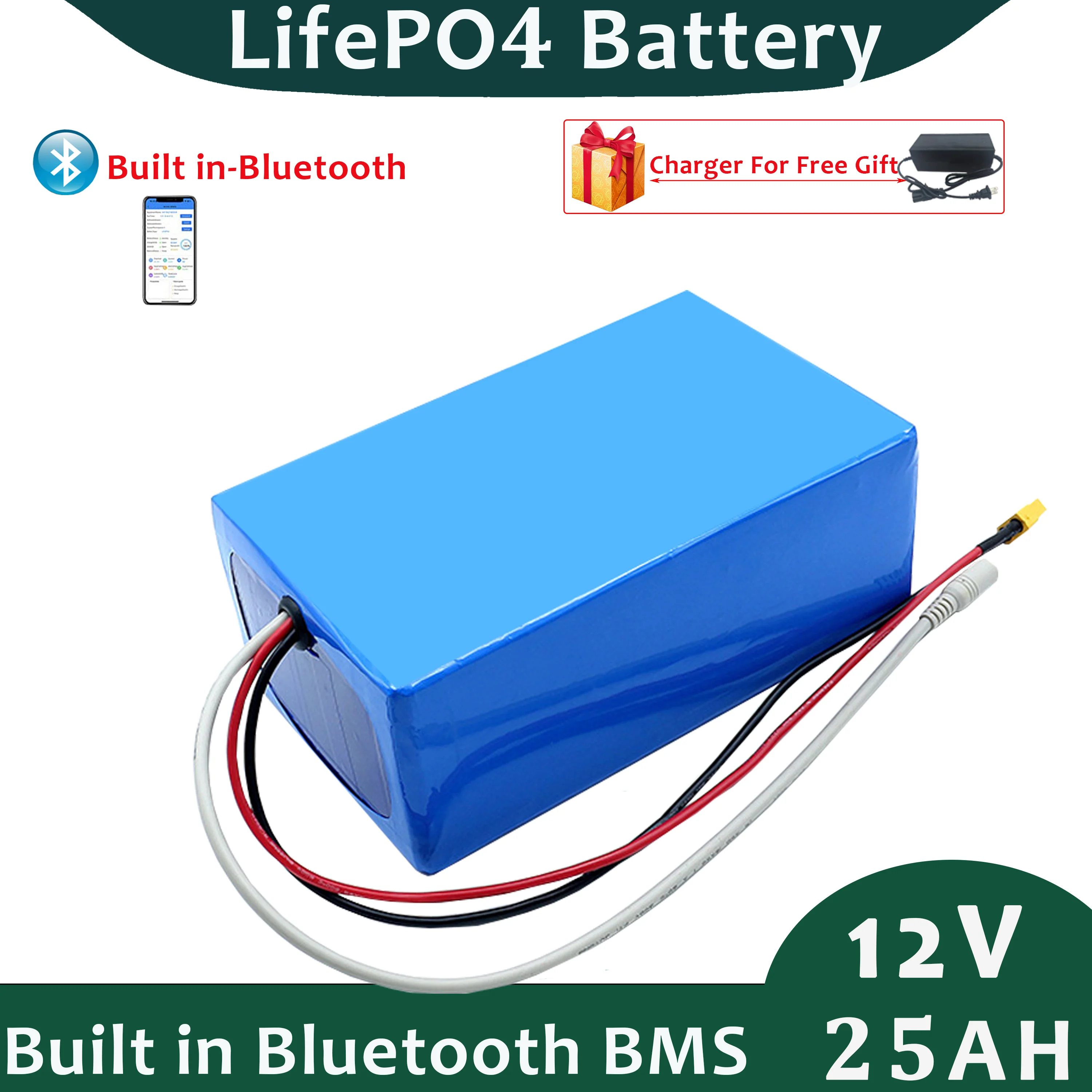 

12V 25Ah LifePO4 Battery Pack Perfect For Electric Scooter+5A Charger