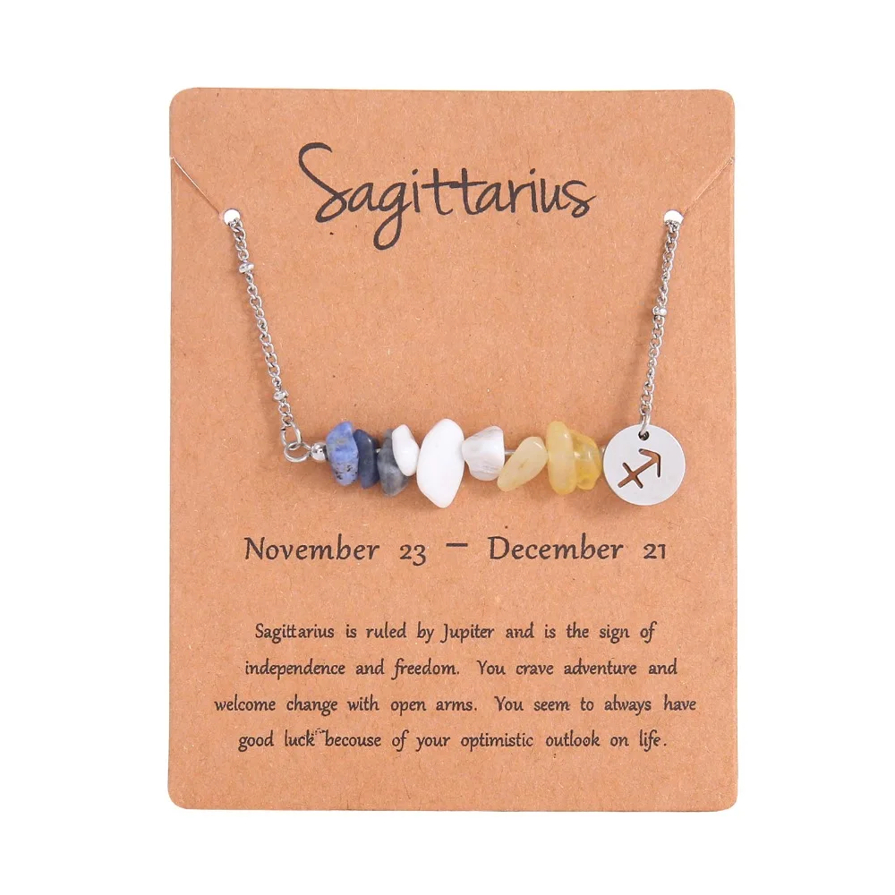 Irregular Stone Zodiac Signs Constellation Necklace Natural Crushed Stone Hand Braid Natural Stone Beaded Choker