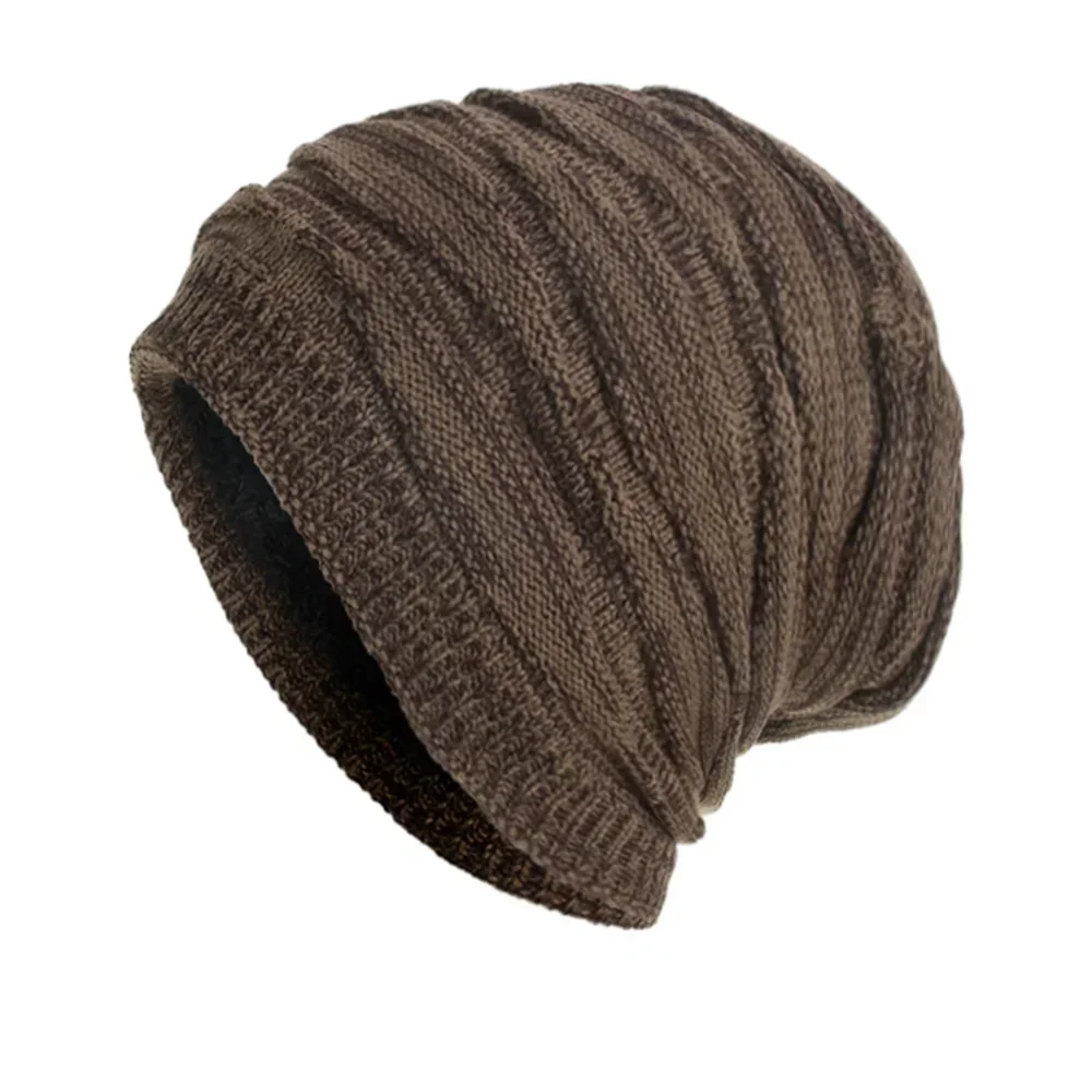 

Мужская зимняя вязаная шерстяная шапка-бини Skullies, теплая бархатная подкладка с ромбовидным дизайном