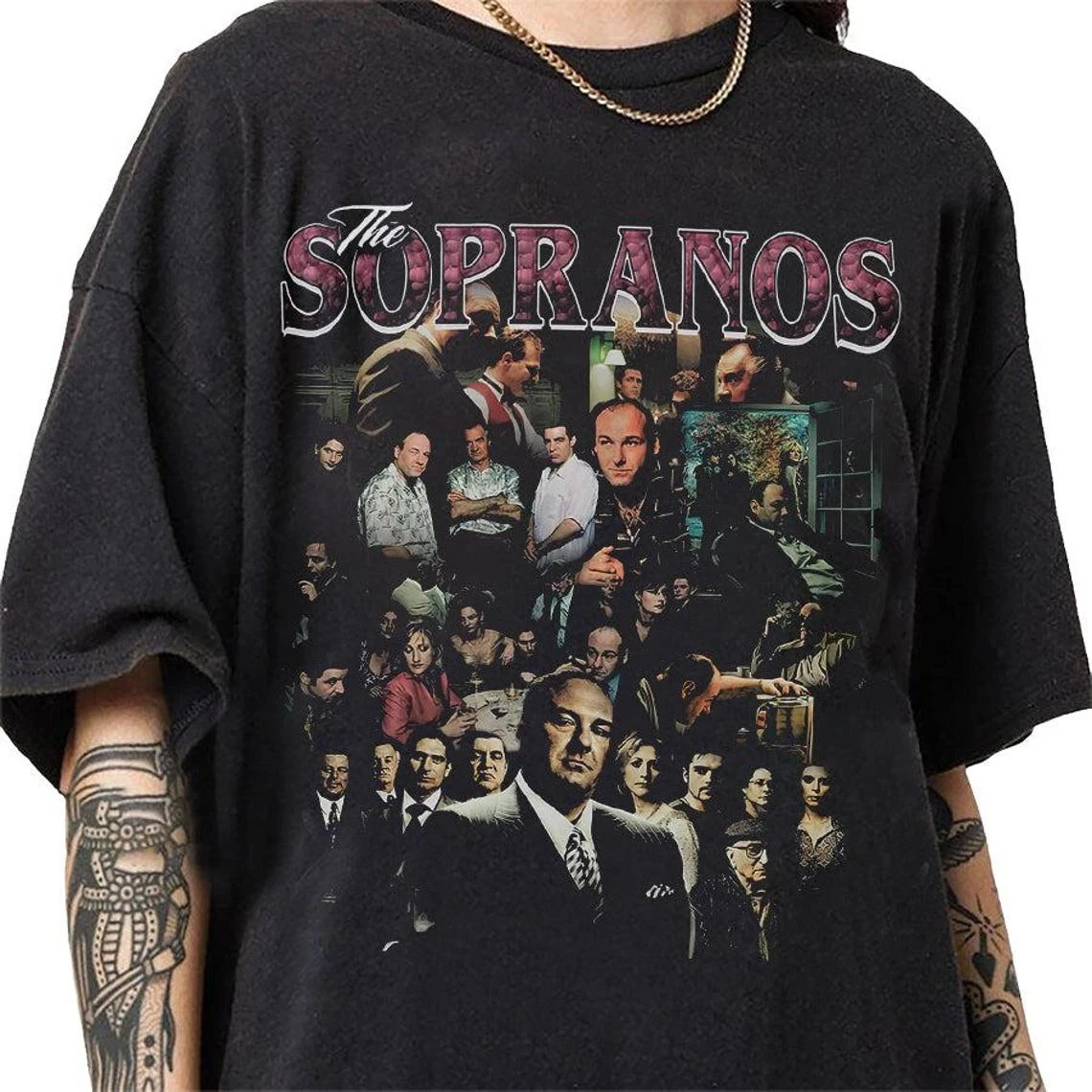 Vintage The Sopranos 90er T-Shirt, Geschenk für Frauen und Männer, Oversized T-Shirt mit Grafik, Kurzarm Damen T-Shirts für Unisex – Detail 6
