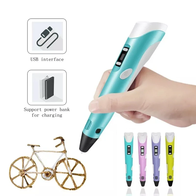 DIY Printer Pen 3D Pen Children Drawing Pens With LED Screen PLA Filament Printing Pen Birthday Christmas Gift For Kids