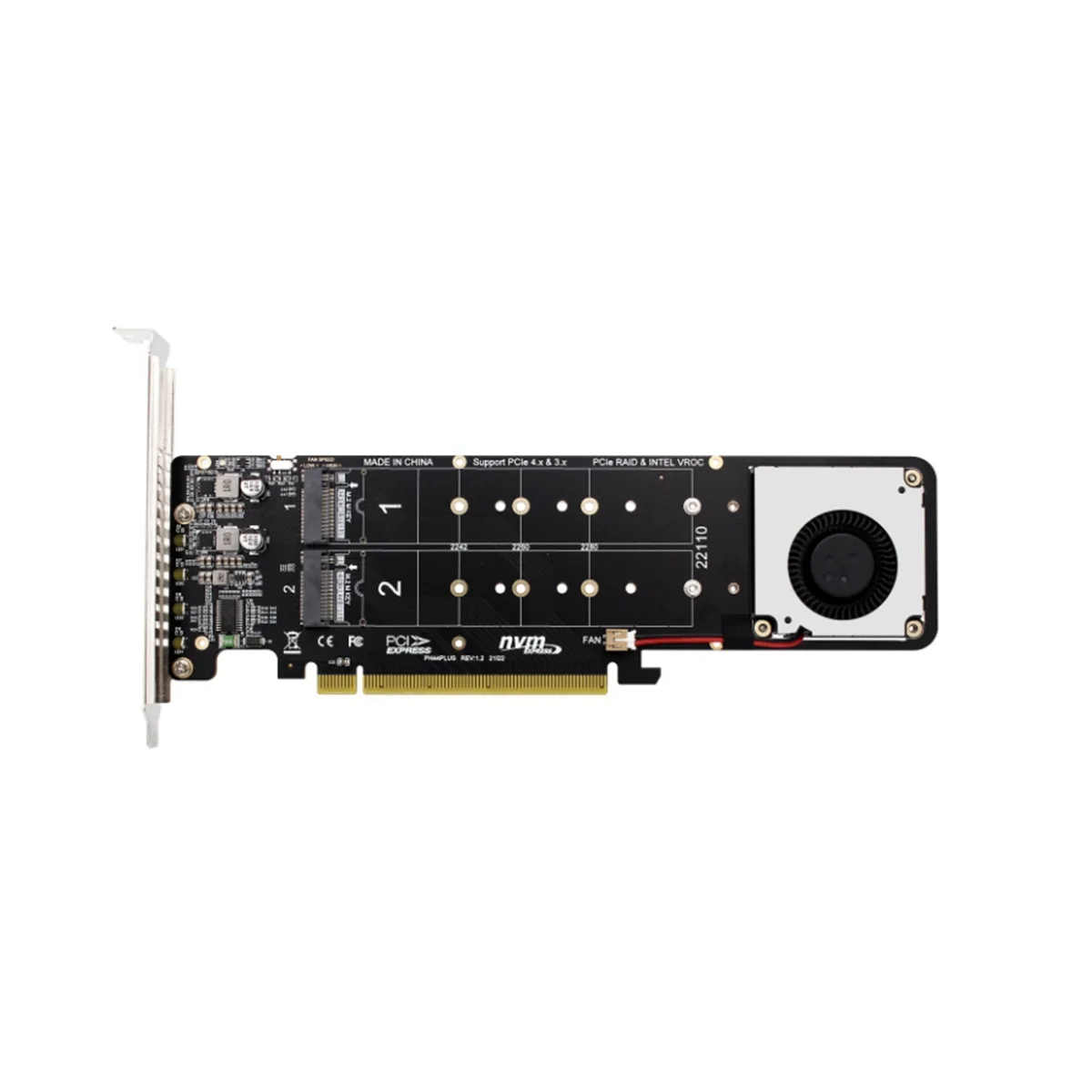 Double-Sided 4-Disk NVME Raid PCI-E X16 Split Card PCI-E X16 to M.2 M-Key NVME X4SSD RAID Expansion Card Adapter