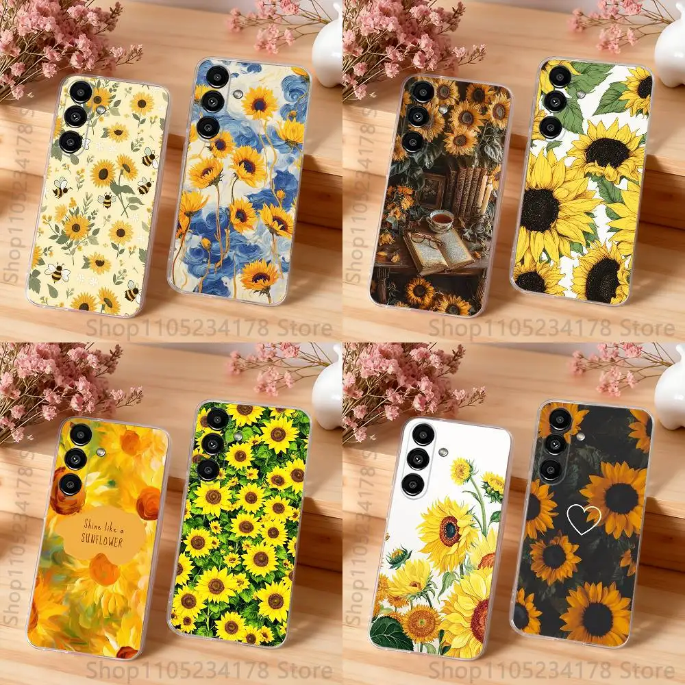 Sunflower Flower Oil Painting Shockproof Clear Case For Samsung Galaxy S30,S25,S24,S23,S20,S21,S22,S10,5G,FE,lite,PIus Cover