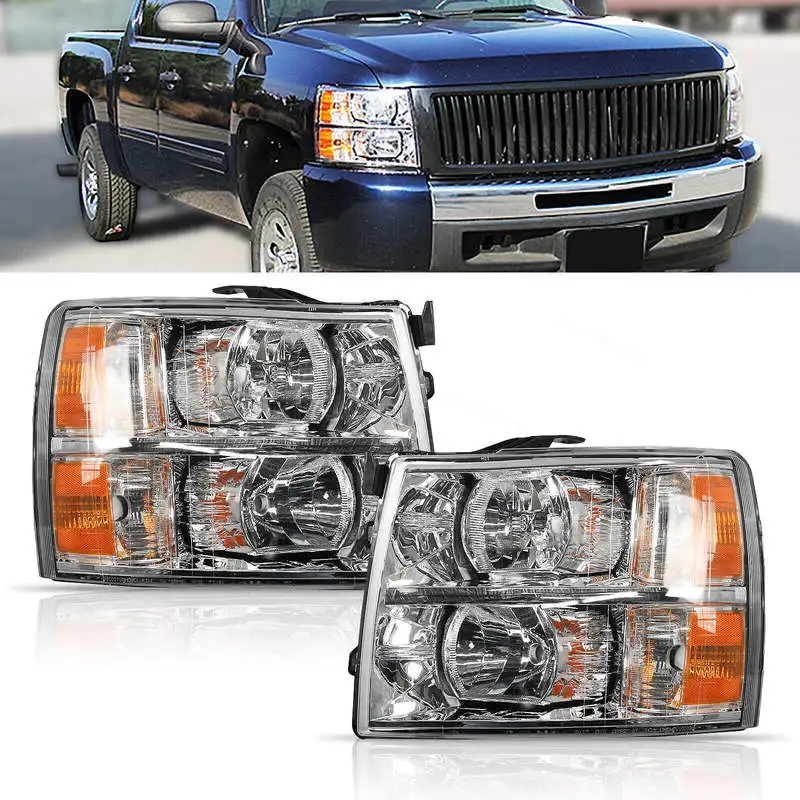 Easy Installation High Low Beam for  Silverado 2007-2014 Clear Lens Durable Housing Headlight