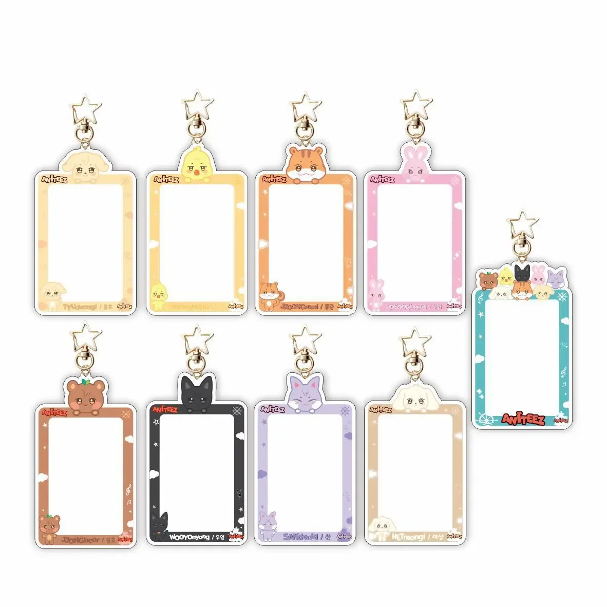 KPOP ATEEZ Merch Keychain for Women Men Kawaii Fashion Acrylic Photo Frame Key Ring Holder Gifts Car Bag Charm Accessories