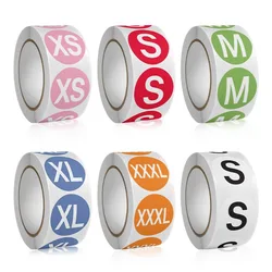 500Pcs/Roll XS/S/M/L/XL/2XL/3XL Clothing Size Sticker Universal Size Round Sealing Sticker Self-Adhesive Clothing Label