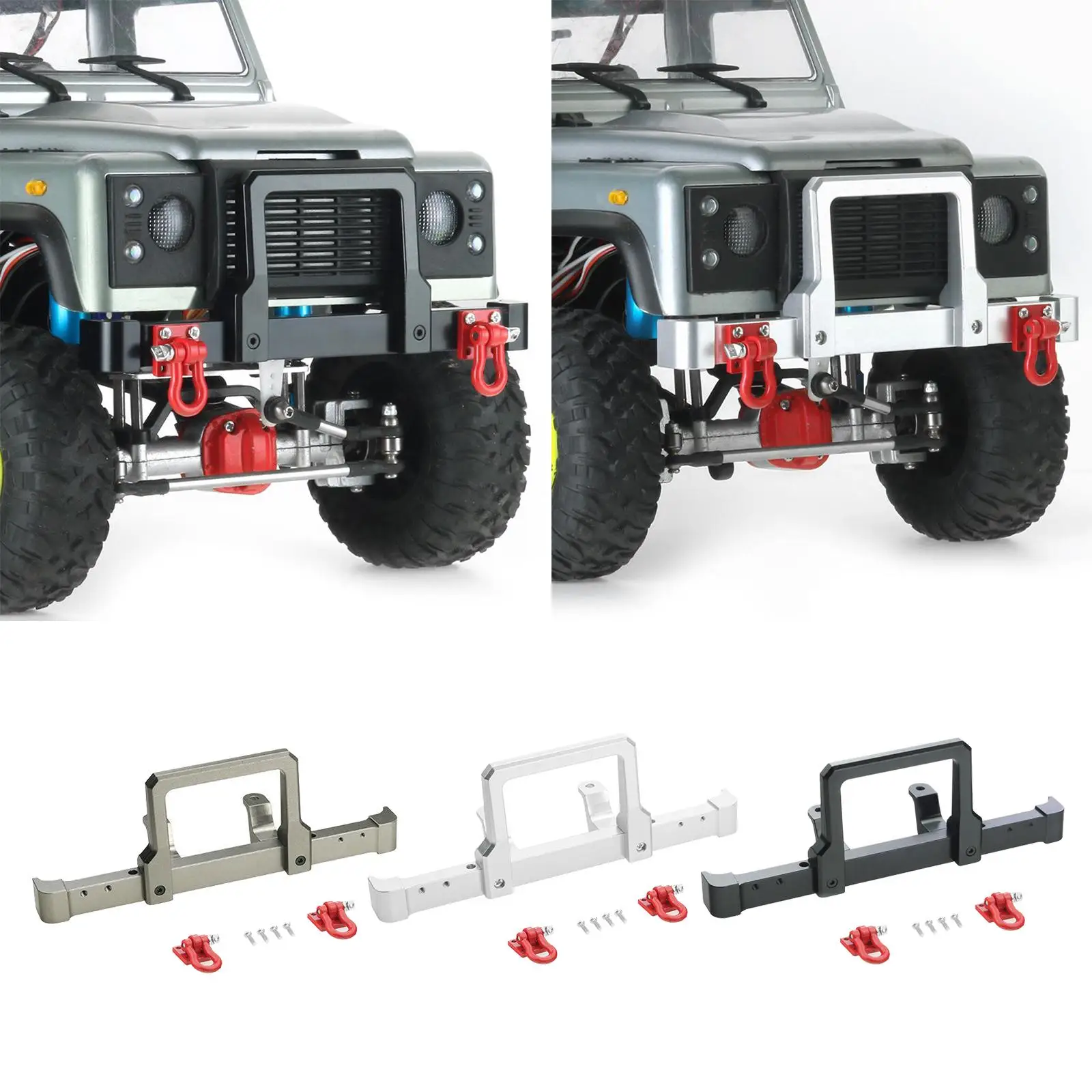 RC Car Metal Front Bumper with Shackles for MN D90 99S 1:10 Scale RC