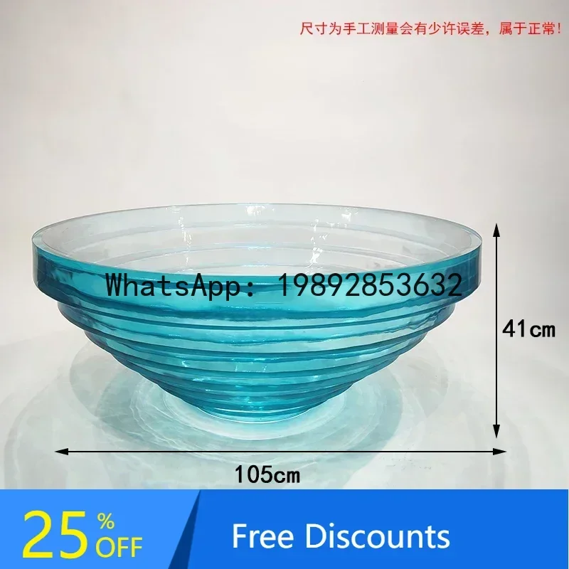 

CC Epoxy resin blue coffee table hotel living room art high-end designer transparent round table