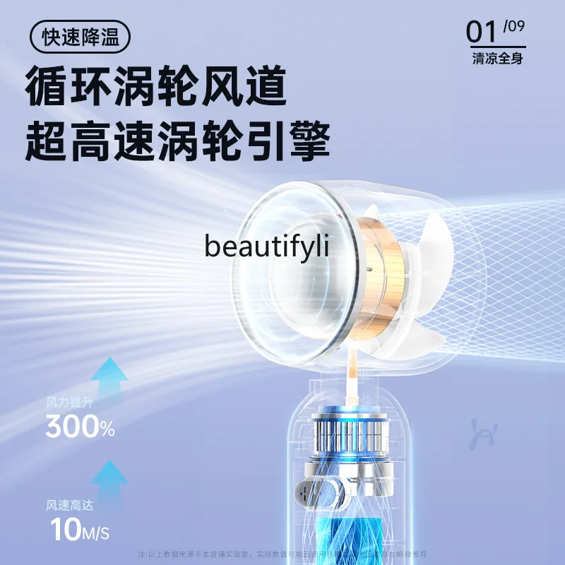 Ventilatore portatile pieghevole Mini ventilatore portatile Ricarica USB Display digitale Turbina Piccolo cannone eolico Vento forte