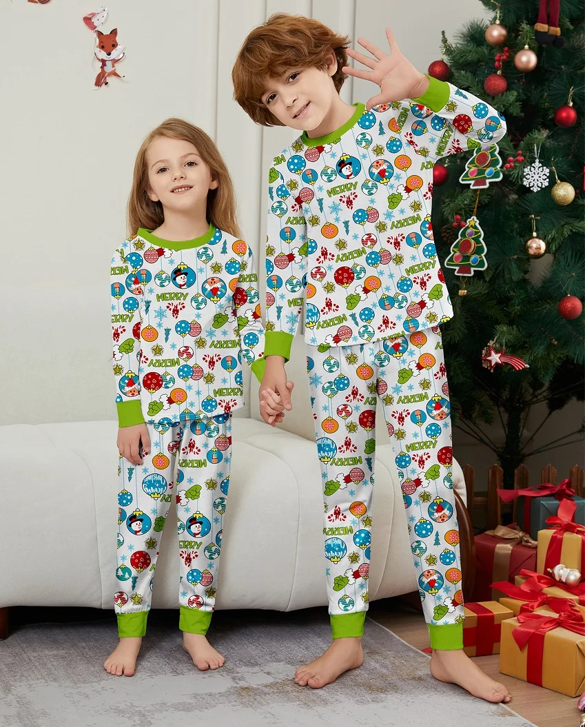 2025 Christmas Matching Family Pajamas Merry Xmas Snowman Cartoon Pjs Adult Child Clothing Outfit Set Baby Jumpsuit+Dog Clothes