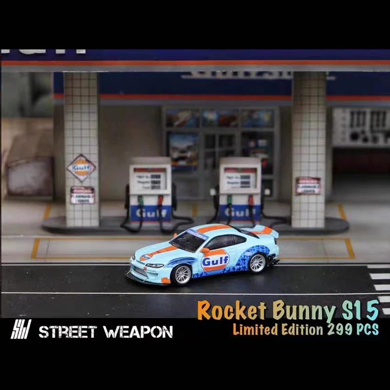 Street Weapon 1:64 Model Car  Silvia S15 Pandem Rocket Bunny Alloy Die-Cast Vehicle-Gulf,Blue Carbon & Magic Purple